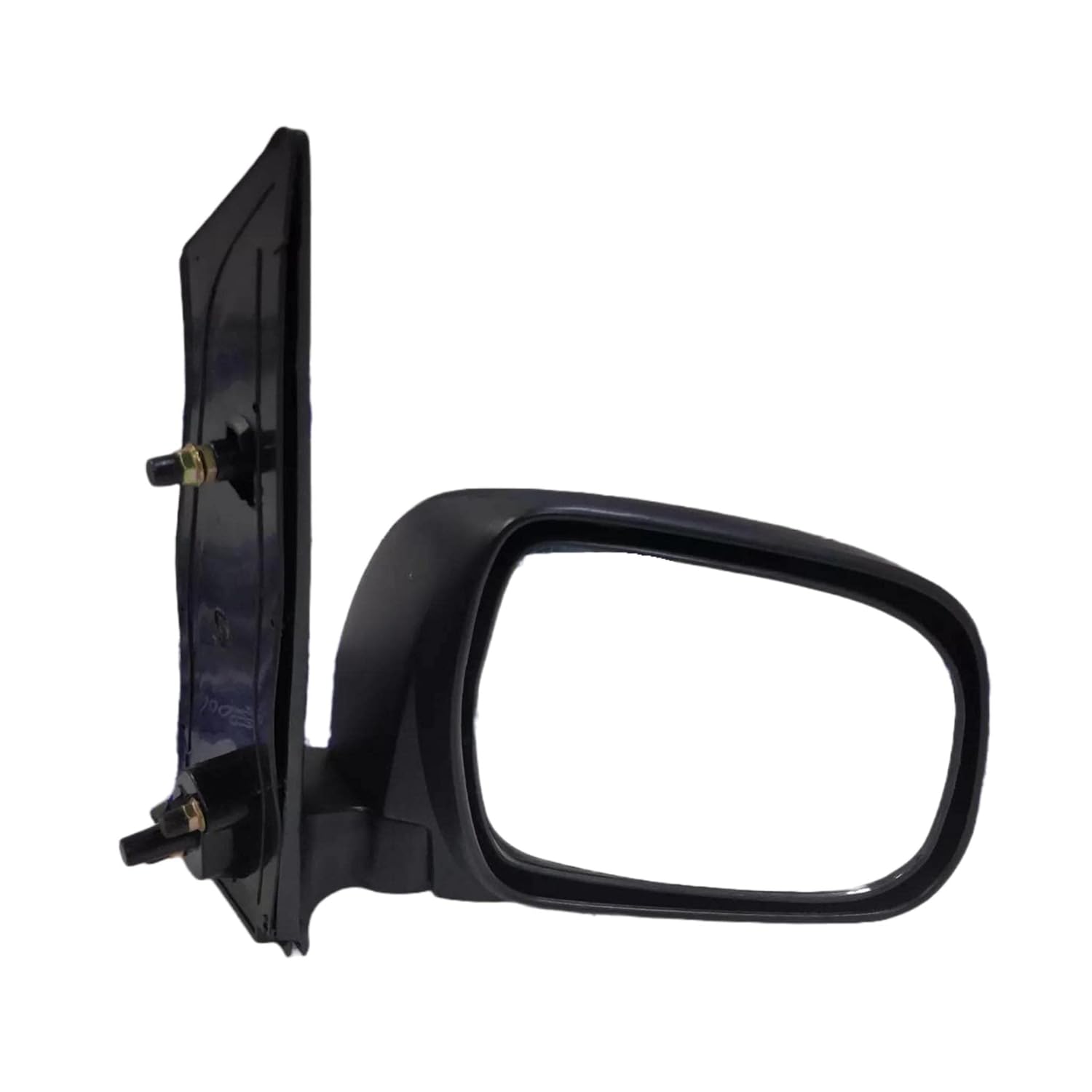 A black, curved door/side mirror for an Innova Type 1 Manual vehicle.