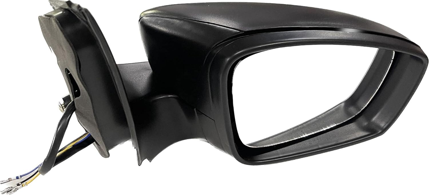 A black K D brand motorized side mirror for a car, showing the rear view of the vehicle's side.