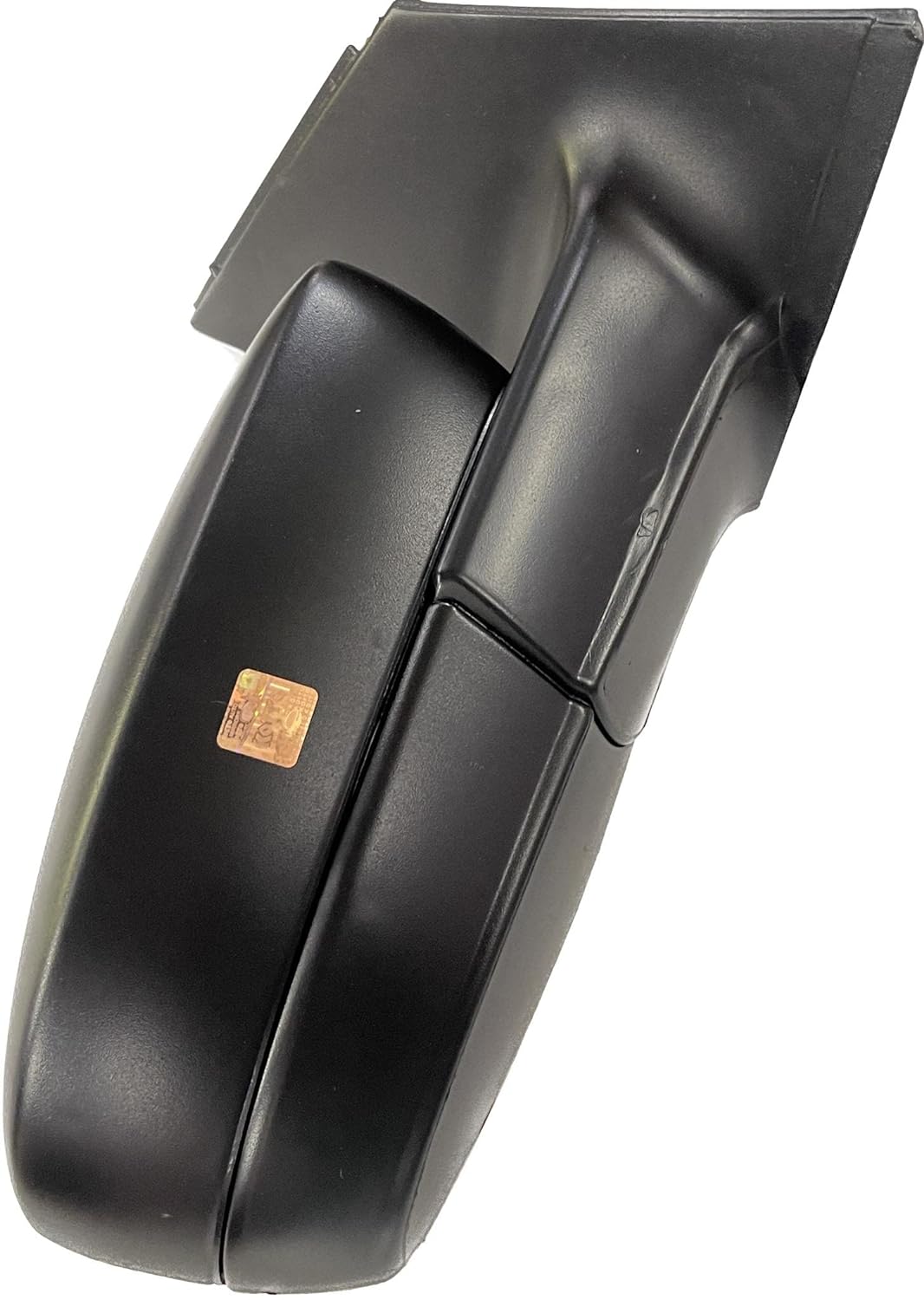 A black K D brand motorized side mirror for a car, showing the rear view of the vehicle's side.