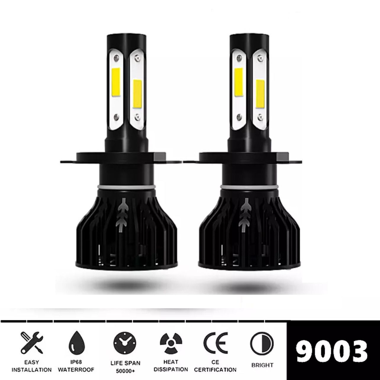 WHITE H4 LED HEADLIGHT BULB (HIGH QUALITY) PAIR