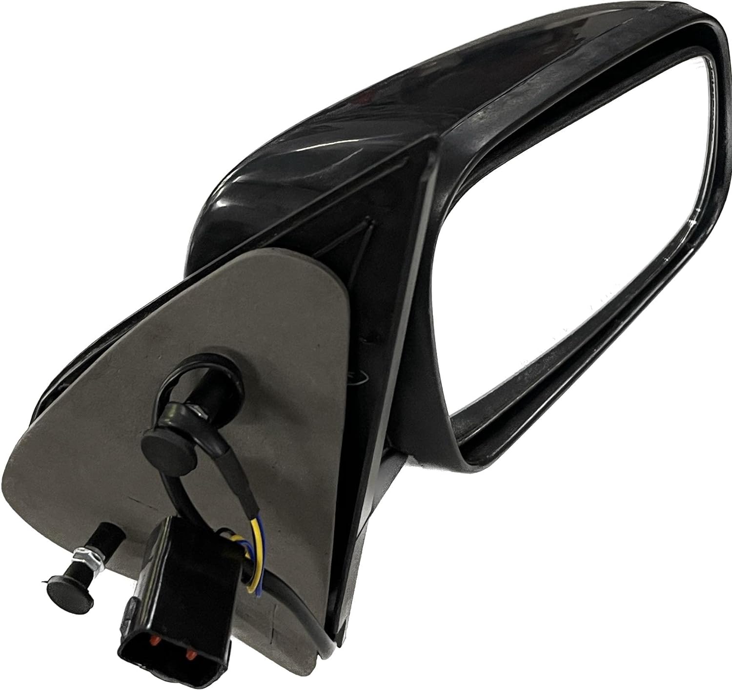 A black K D brand door mirror for a vehicle, showing the mirror glass and the mounting bracket.