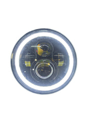 Round headlight with reflective surface on a white background