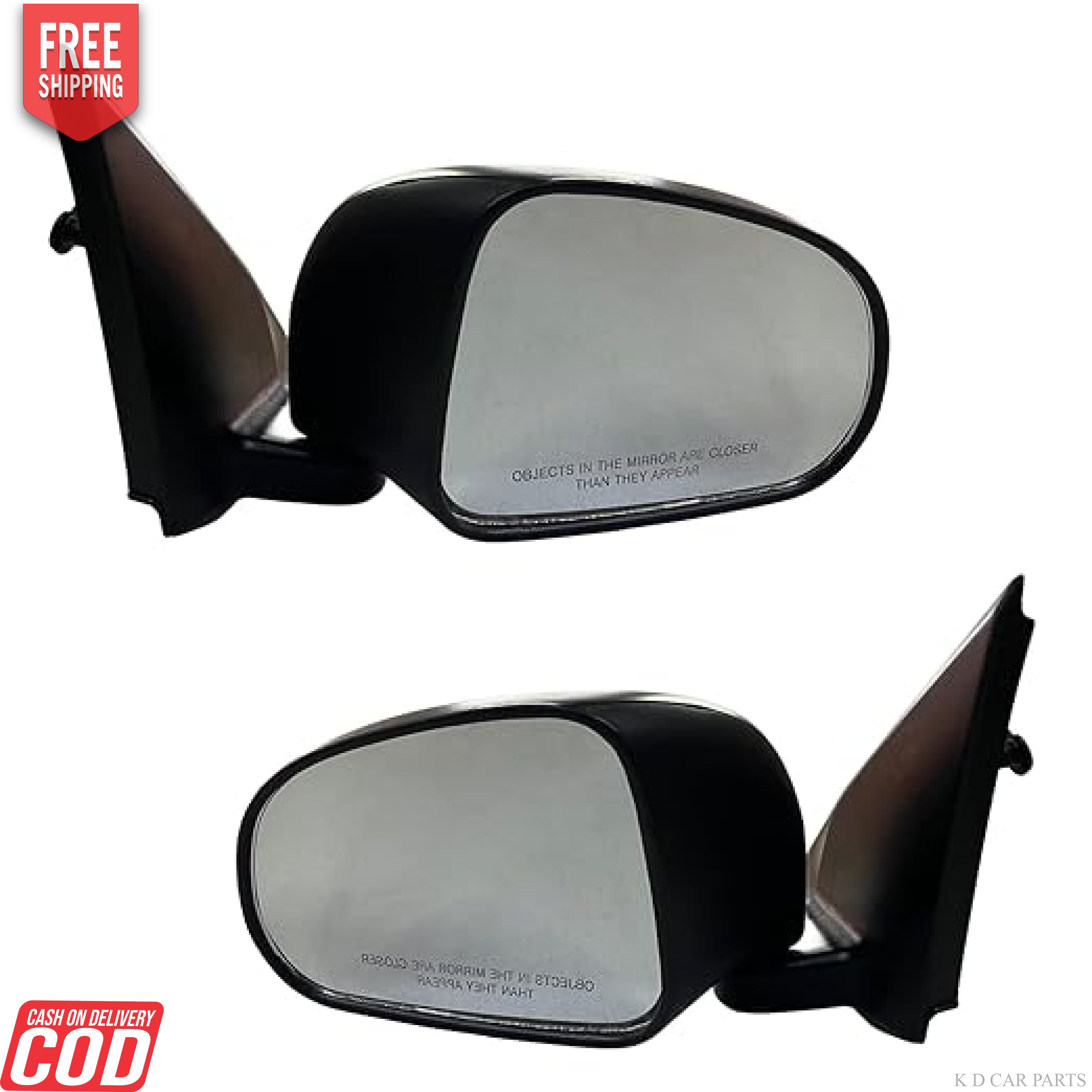 A pair of black door/side mirrors for Alto K10 (2020-Onwards) Basic Ordinary model.