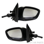 A pair of black door/side mirrors for Alto K10 (2020-Onwards) VX with adjustable mounts.