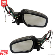 Black motorised door/side mirror with an integrated indicator and wiring visible.