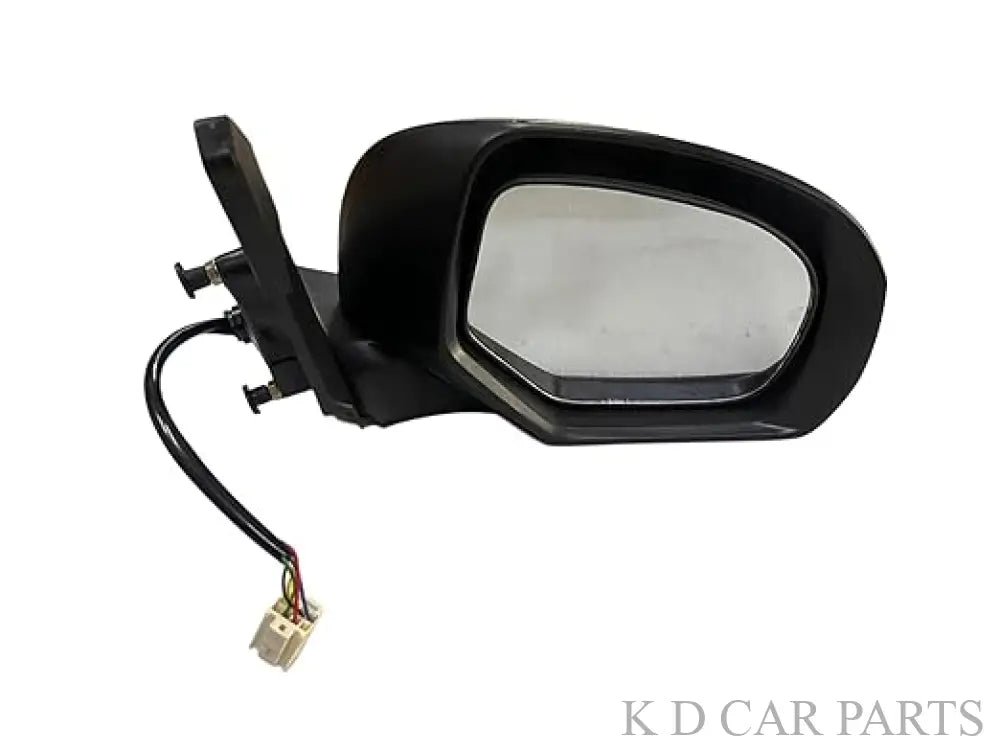 A pair of black motorized door mirrors with cables attached, designed for Maruti Brezza 2022-Onwards.