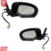 A pair of black motorized door mirrors with cables attached, designed for Maruti Brezza 2022-Onwards.