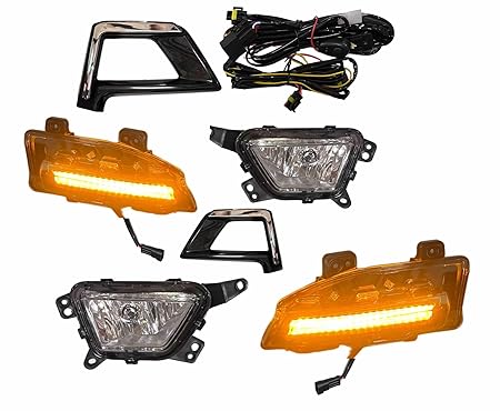 K D Fog Lamp set for Mahindra XUV 300 With Chrome Bezzel, Upper DRL & Wiring (Complete Kit)