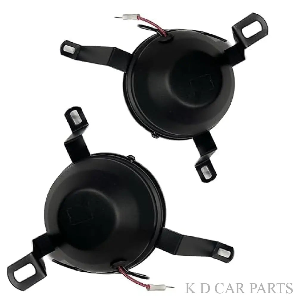 A pair of fog lamps for Chevrolet Sail, including bulbs, with a black rim design.