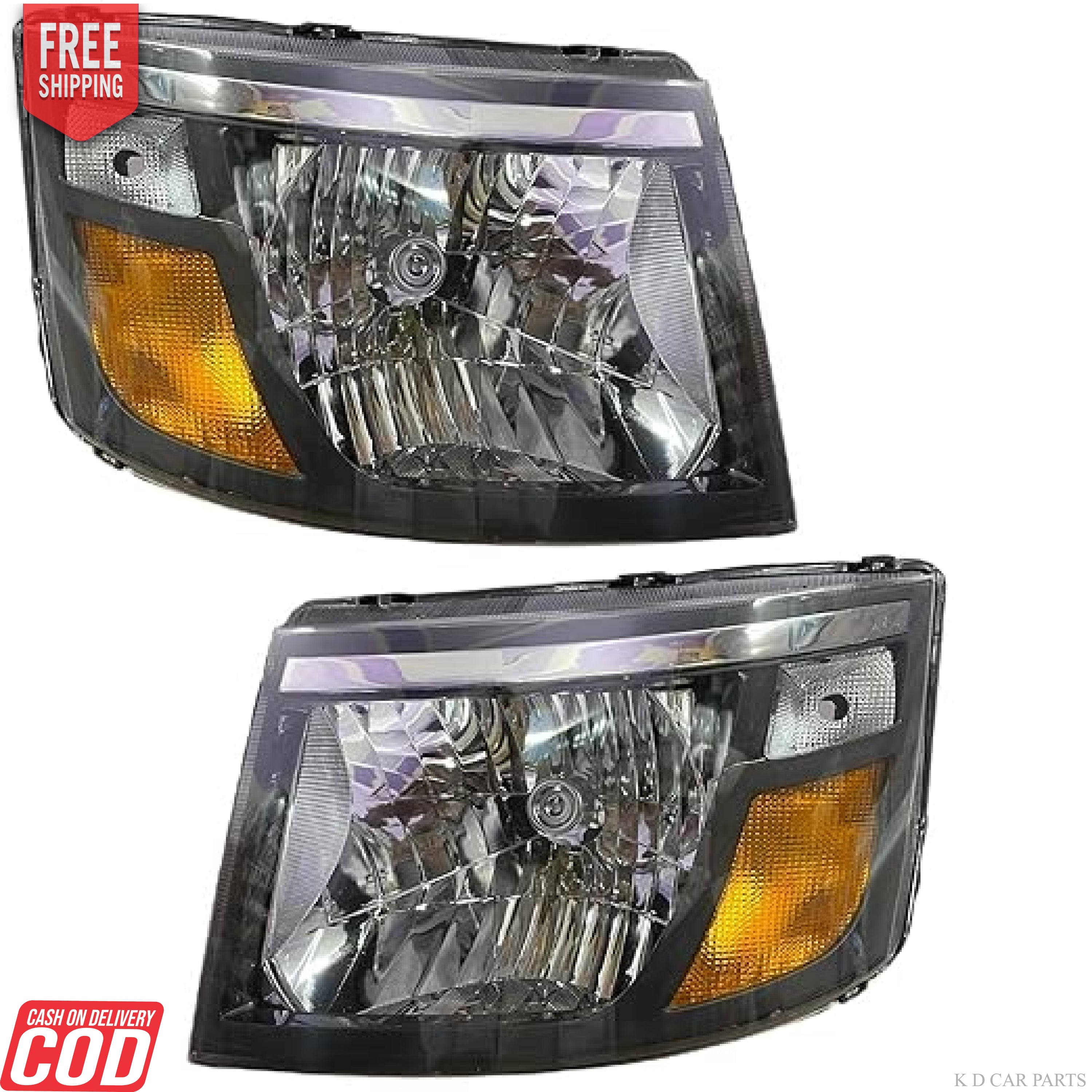 A pair of headlight assemblies for Mahindra Supro, featuring clear lenses and yellow-colored reflectors.