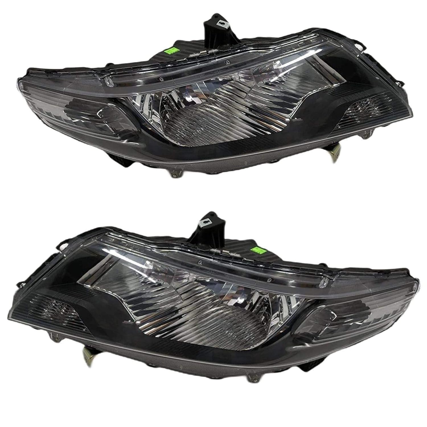 A black K D brand headlight assembly for Honda City IVTEC 2009-2013 without adjustable motor.