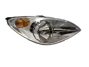 A headlight for a Hyundai I20 2008-2012 without adjustable motor, featuring a clear lens with a yellowish tint and a black housing.