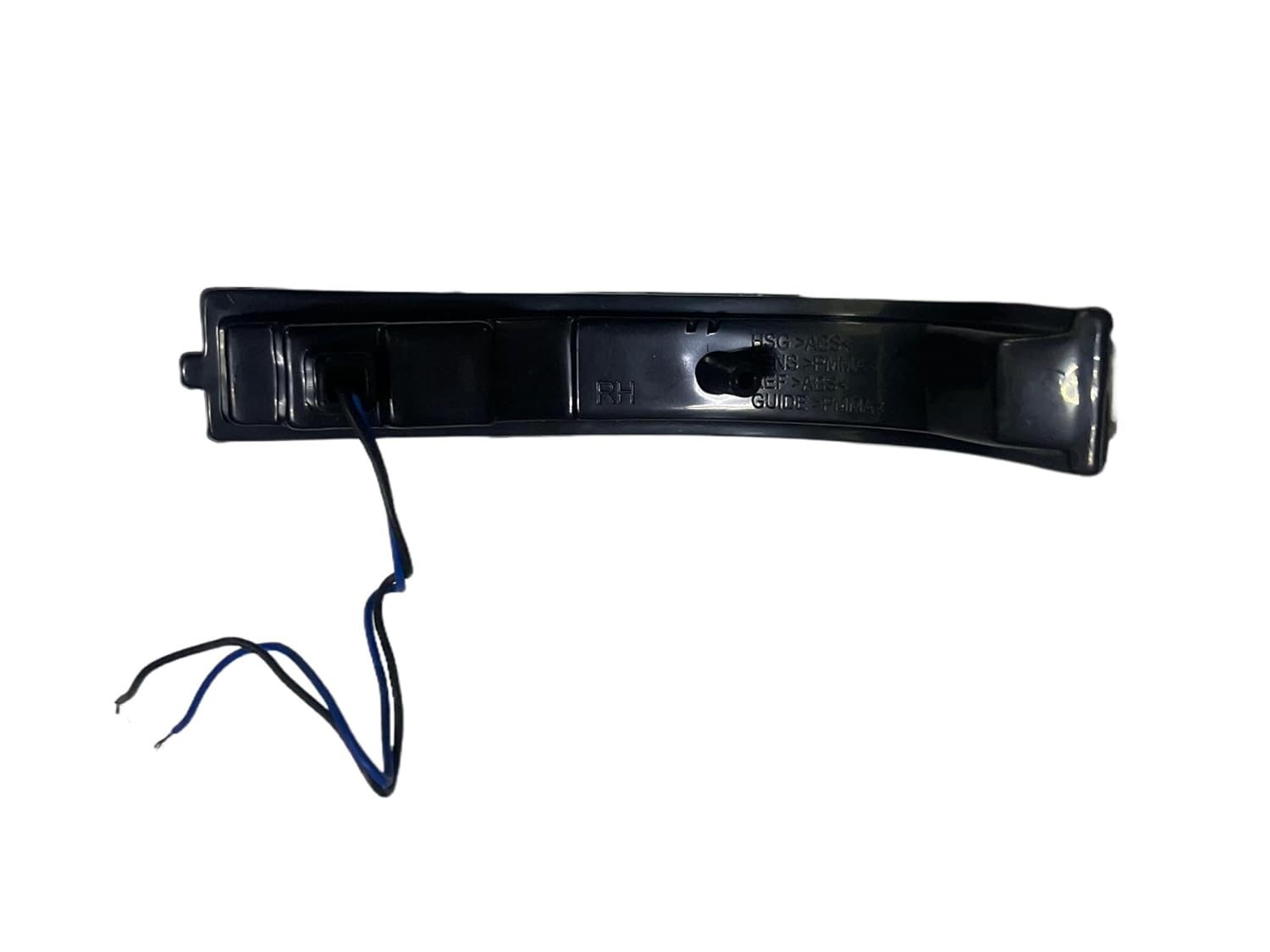 An image showing a black side mirror indicator for a Hyundai I20 along with the mirror itself, against a white background.