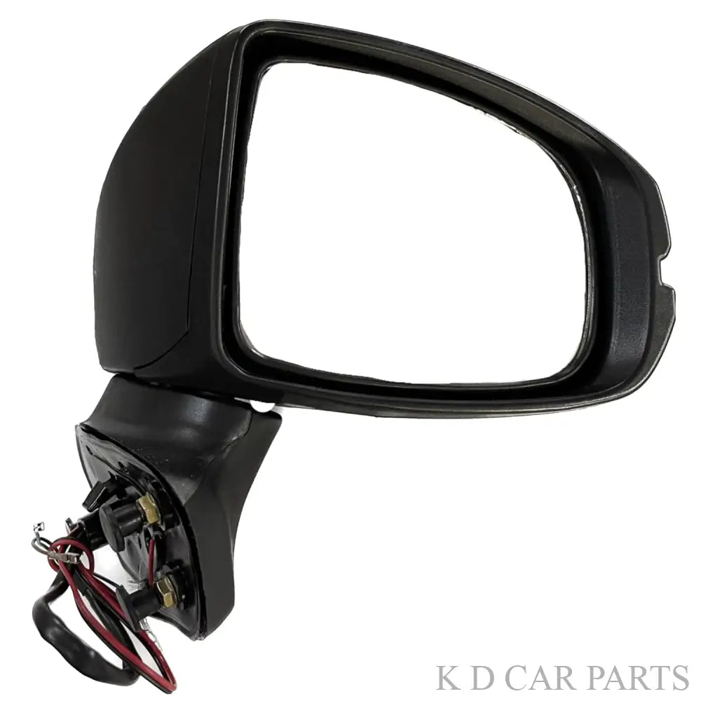 A black door/side mirror for a Honda Jazz motor vehicle with wiring and an indicator, suitable for 2016 and onwards models.