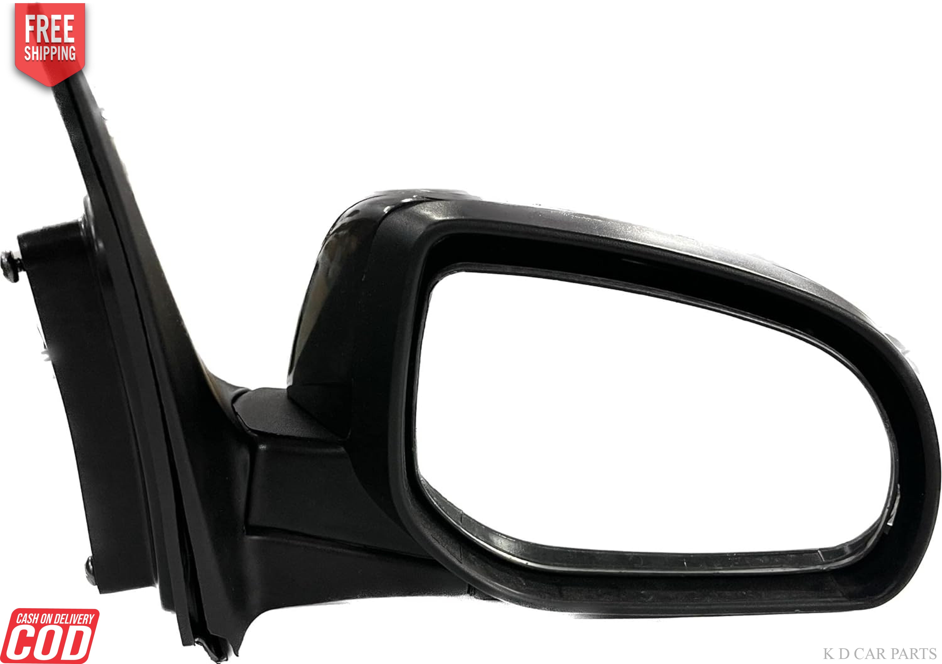 Black door mirror for Hyundai I20 with wiring and indicator, non-folding type.