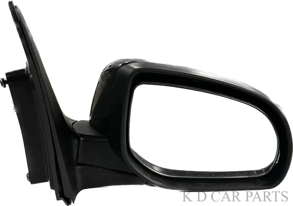 Black door mirror for Hyundai I20 with wiring and indicator, non-folding type.