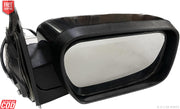 A black door mirror for a Mahindra Scorpio Mhawk motor vehicle, with an aluminium body and an indicator.