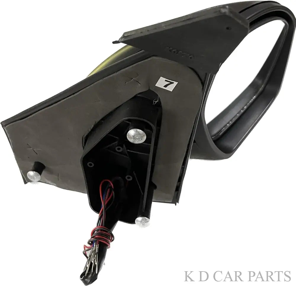 A black K D brand door/side mirror for Tata Tiago/Tigor Motor with an indicator.