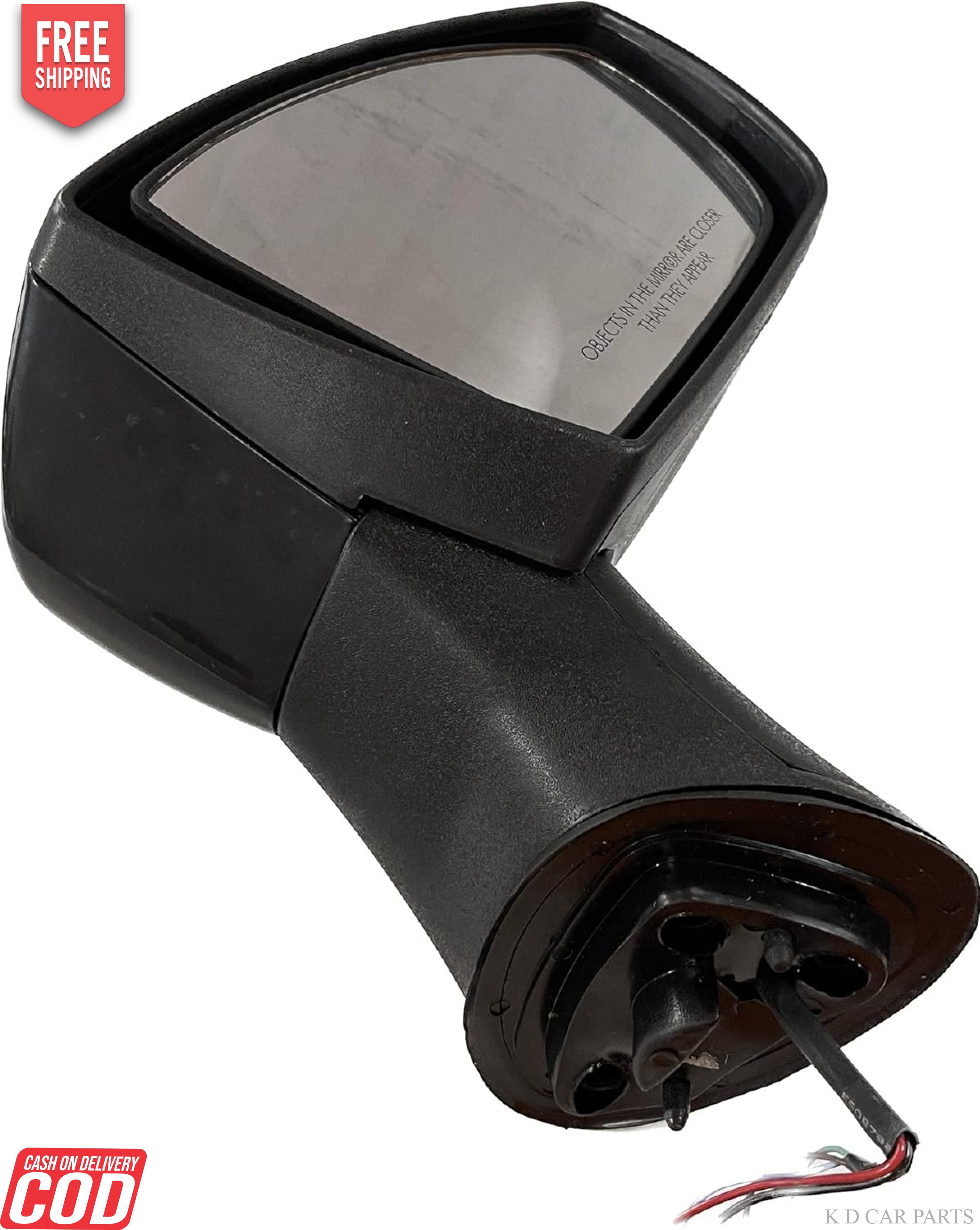 Black side mirror for Ford Ecosport with indicator, door mount type, with visible wiring