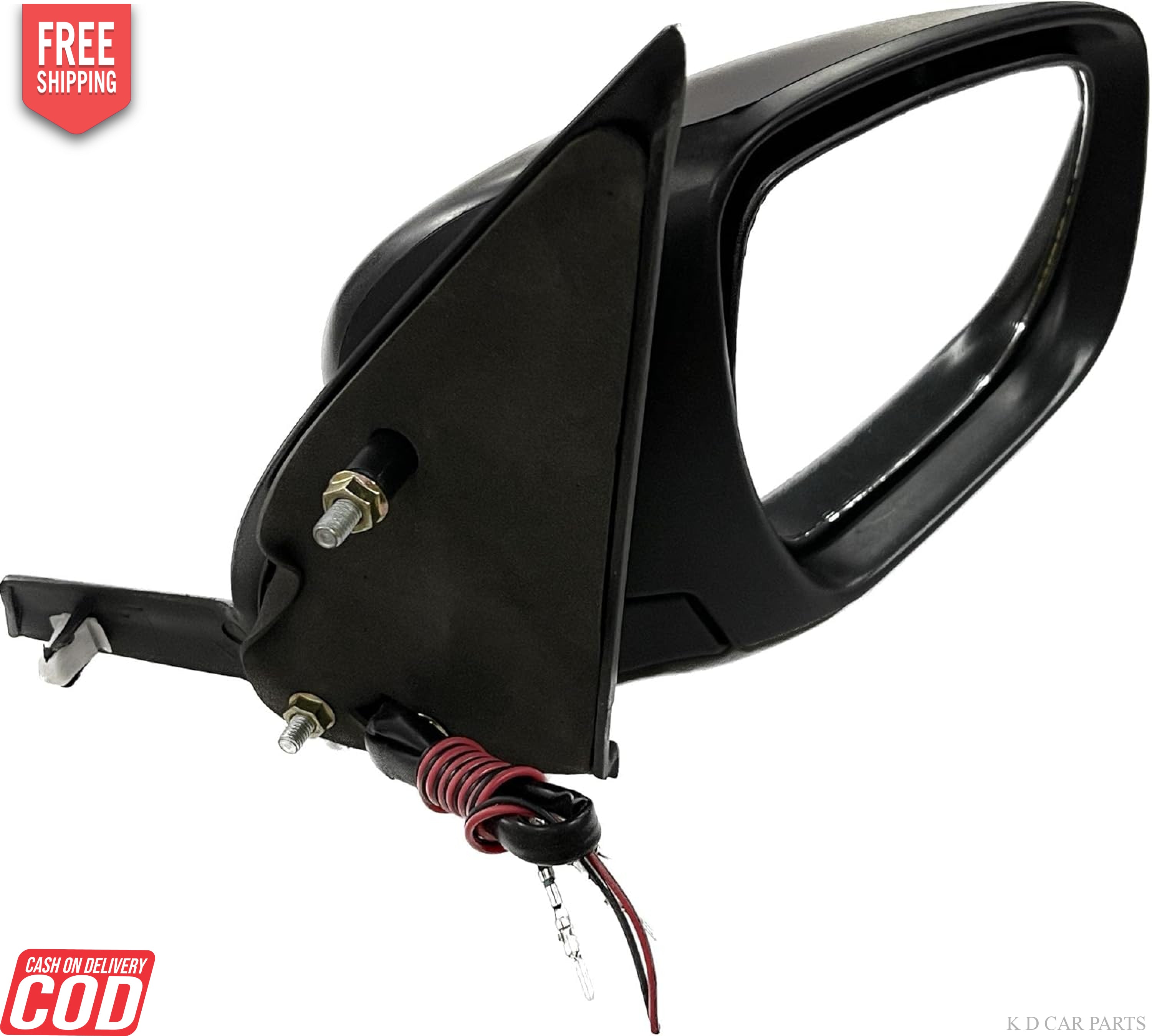 Black side/door mirror for Maruti Swift Type 4 with 5 wire non-autofold design and indicator, including mounting hardware.