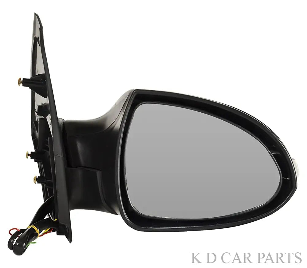 Black side/door mirror with indicator for Tata Indigo/Indica motor vehicles with visible wiring harness.