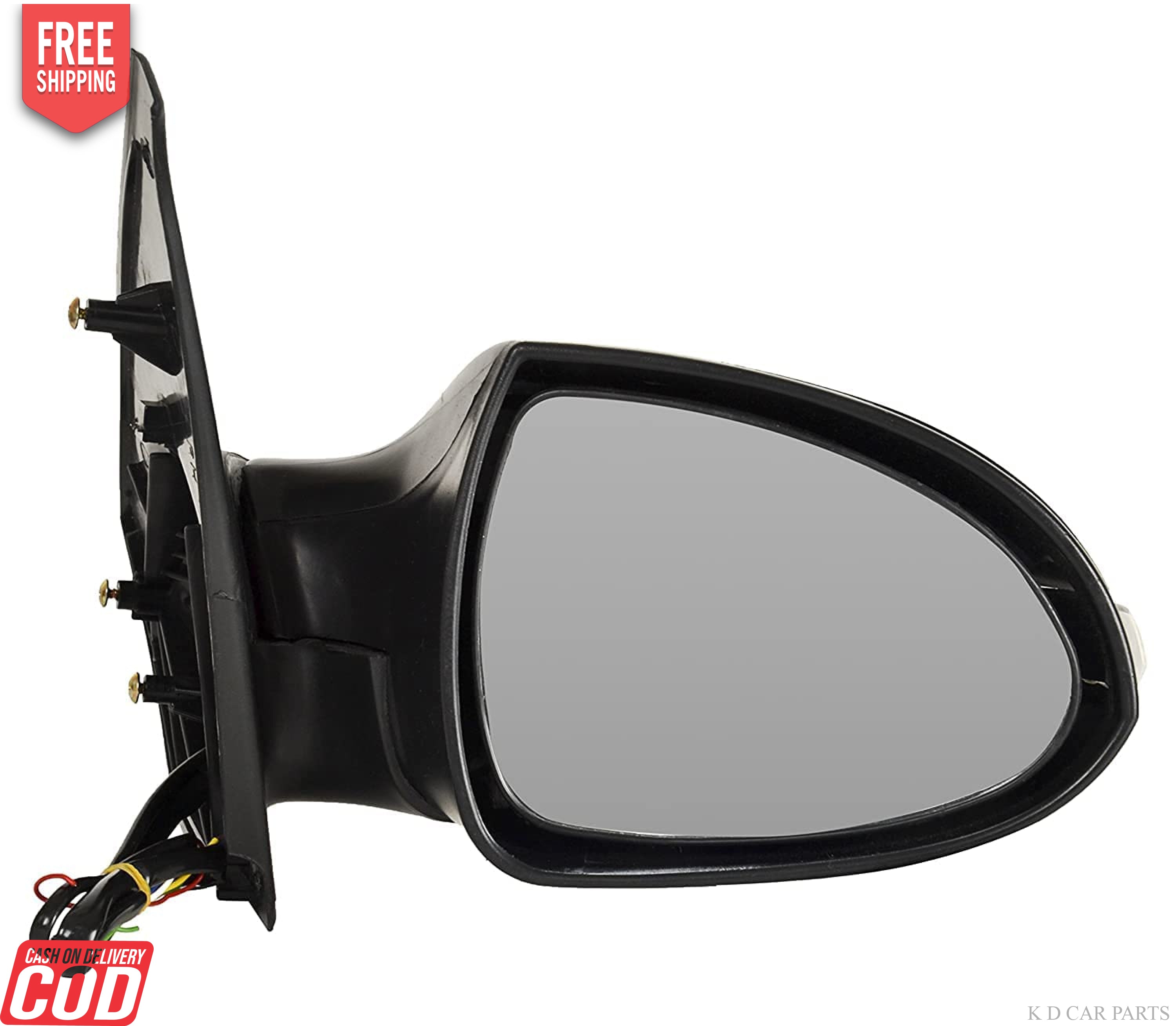 Black side/door mirror with indicator for Tata Indigo/Indica motor vehicles with visible wiring harness.