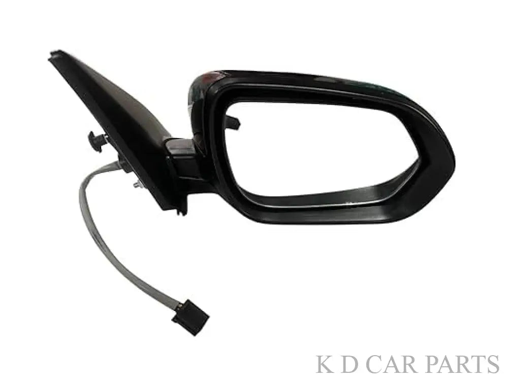 Black power door mirror for KIA Seltos with integrated turn signal indicator, featuring automatic folding functionality.