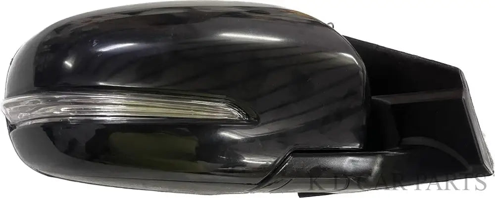 A black, clear K D brand door side mirror for Maruti Ertiga motor vehicle with an indicator, featuring a door mount design.