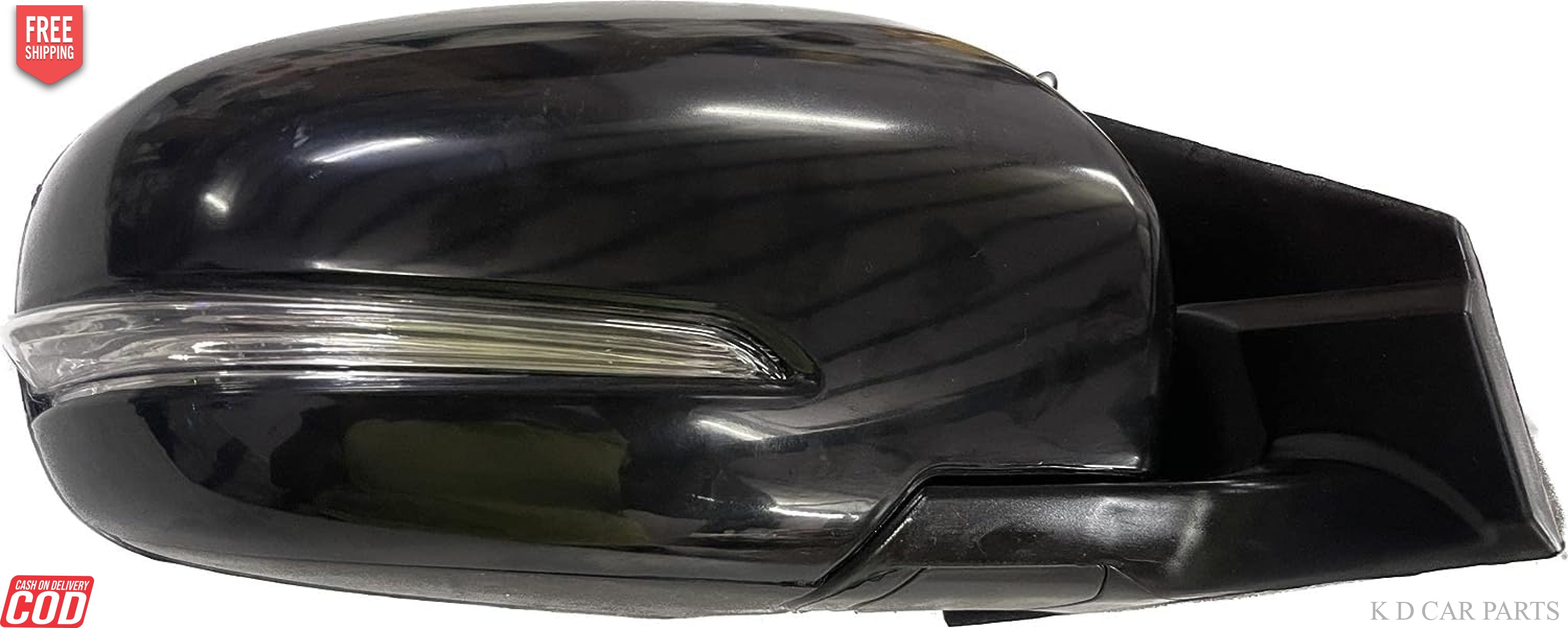 A black, clear K D brand door side mirror for Maruti Ertiga motor vehicle with an indicator, featuring a door mount design.