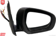 A black, clear K D brand door side mirror for Maruti Ertiga motor vehicle with an indicator, featuring a door mount design.