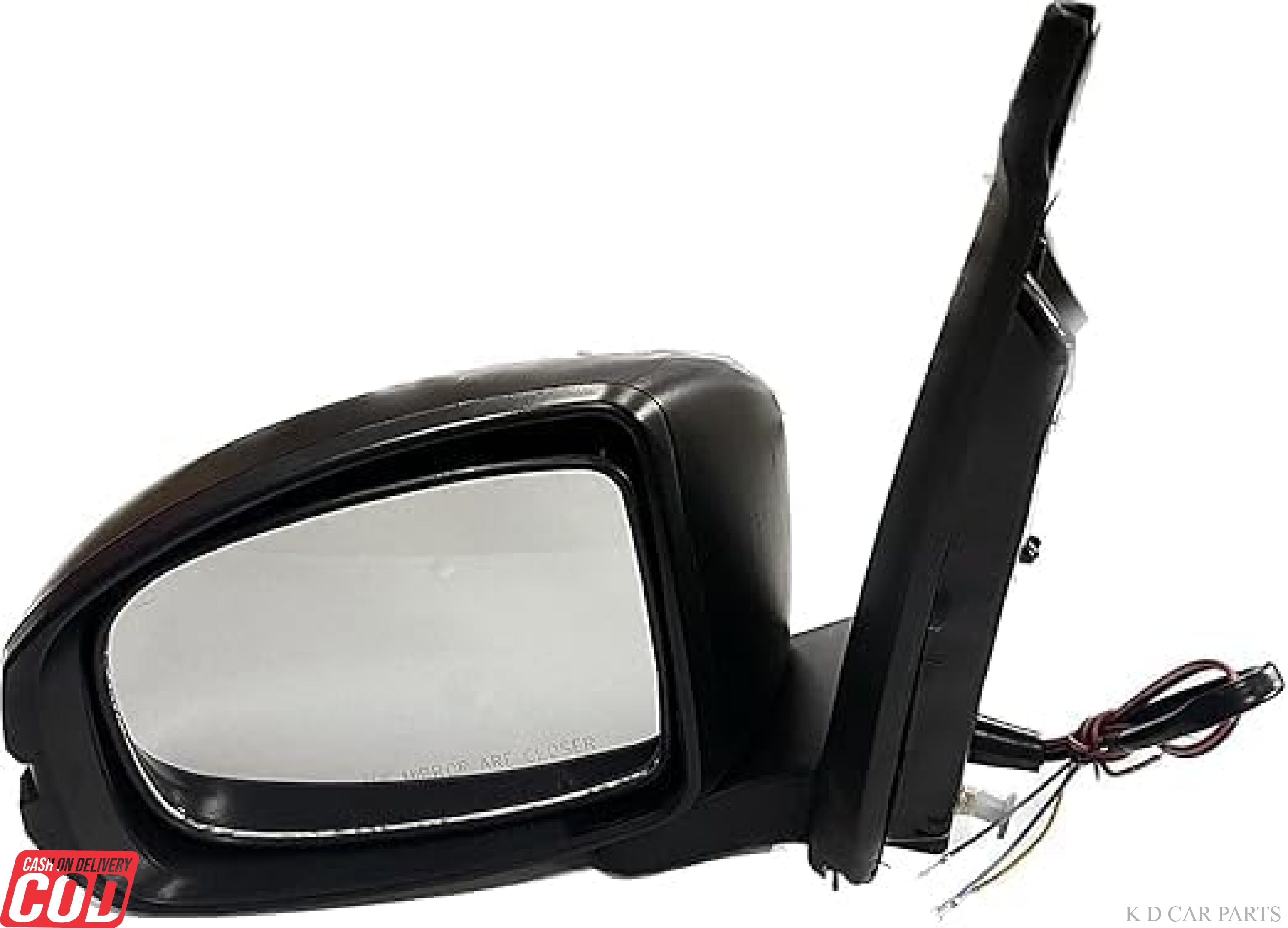 Black door mirror with automatic folding mechanism and integrated indicator for Honda Amaze 2016-2018.