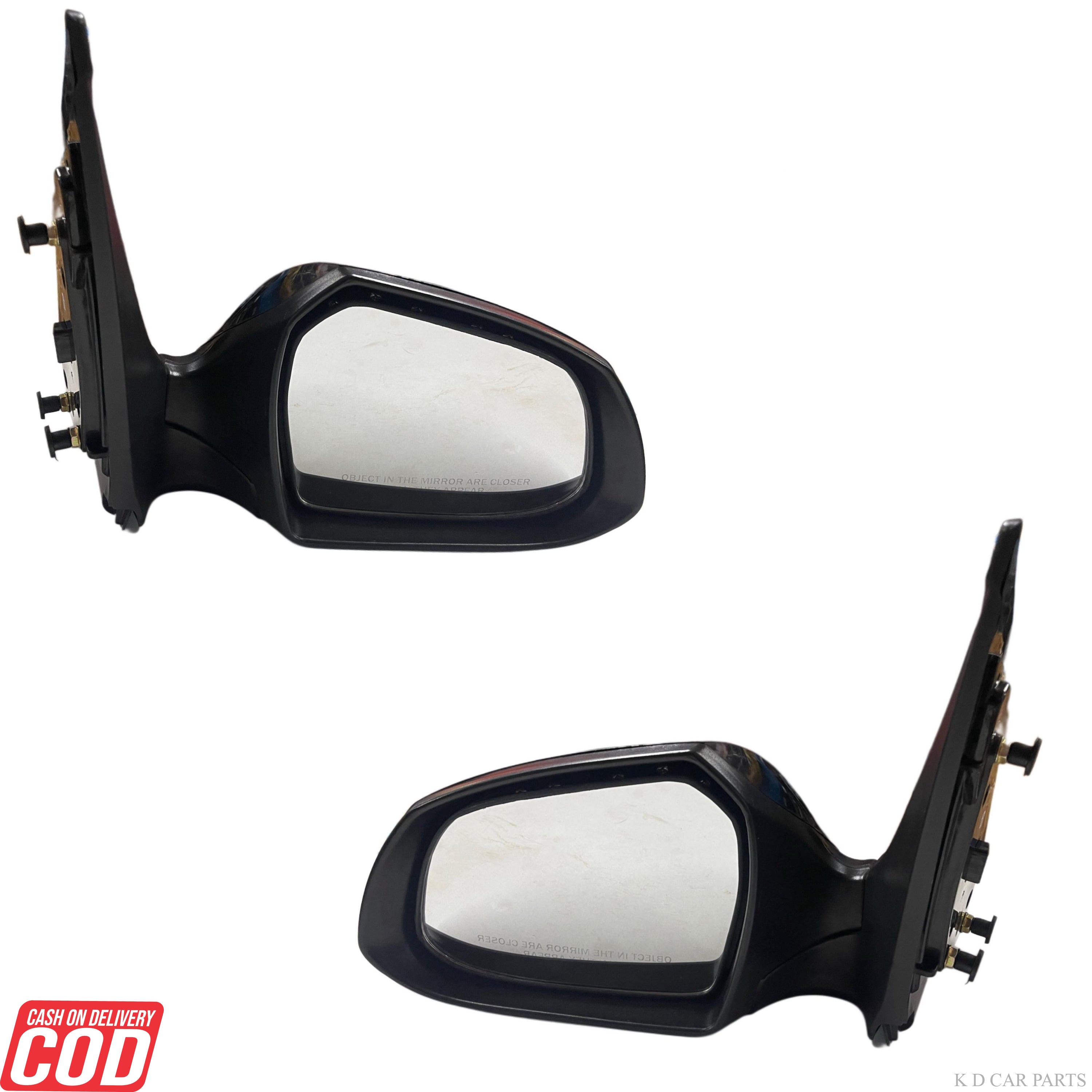 Pair of car side mirrors on a white background