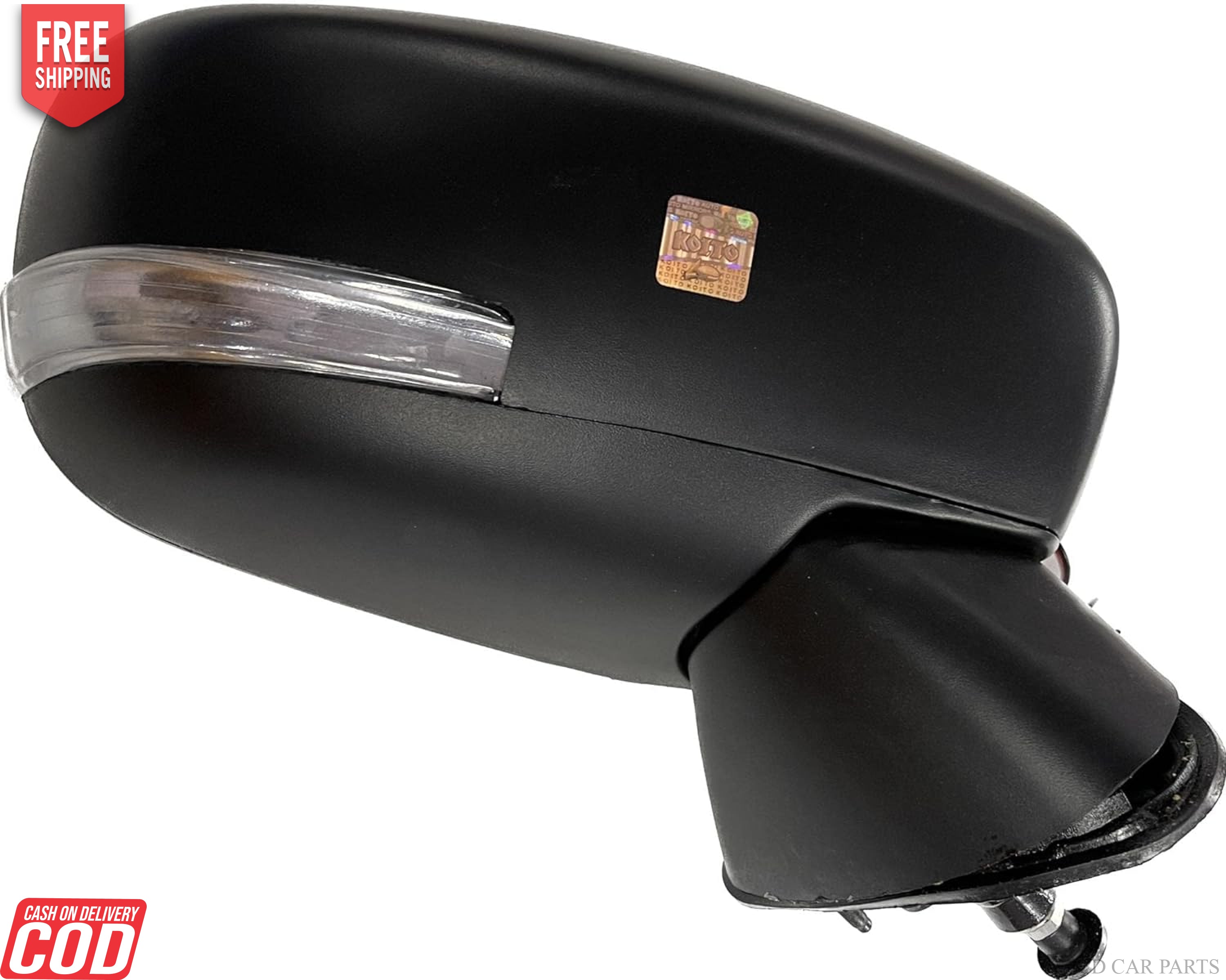 Black side rear view door mirror with an automatic fold, including an electrical wiring harness, for a Maruti Baleno motor plus indicator.