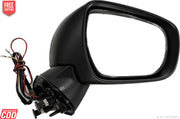 Black side rear view door mirror with an automatic fold, including an electrical wiring harness, for a Maruti Baleno motor plus indicator.