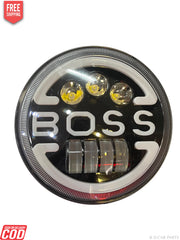 Round LED light with 'BOSS' branding on a white background