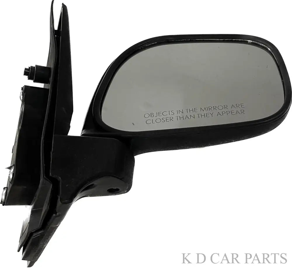 A black, shatter-resistant acrylic door/side mirror for a Chevrolet Tavera Type 2 vehicle, featuring a curved design and mounted on the vehicle's door.
