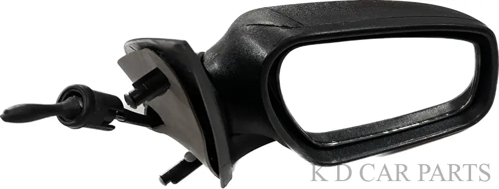 An adjustable door mirror for a Ford Fiesta, black in color, with visible mounting points and a hand-held control.