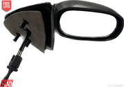 An adjustable door mirror for a Ford IKON, featuring a black casing and a clear mirror glass.
