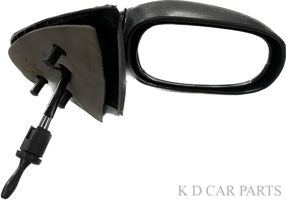 An adjustable door mirror for a Ford IKON, featuring a black casing and a clear mirror glass.