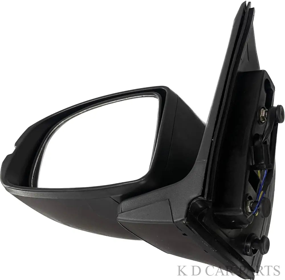 A black K D brand door mirror for a Honda City car, showing the rear side with electrical wiring visible.