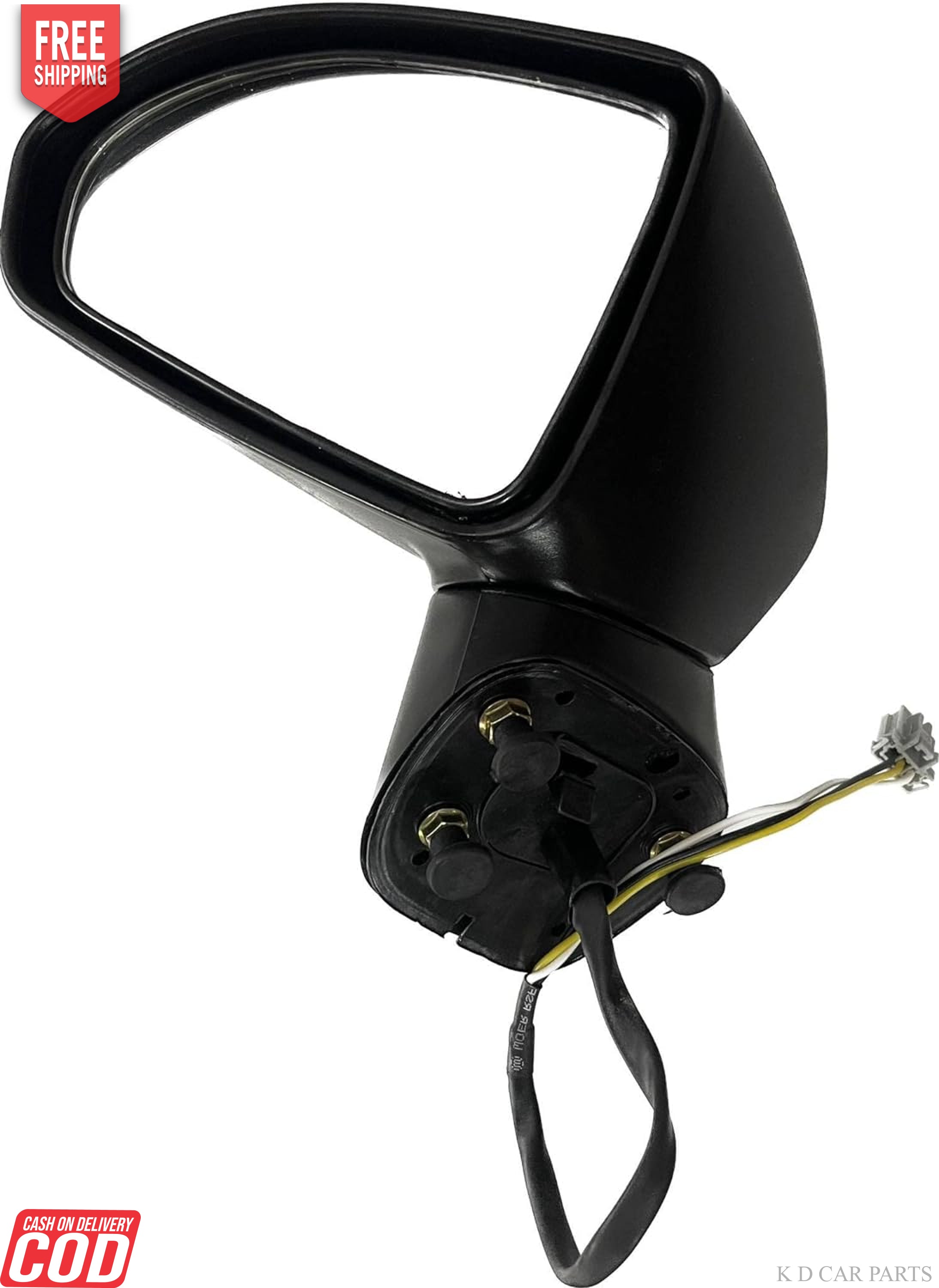 Black K D brand door side mirror for Honda City Type 3/ZX 2003-2008 with wiring visible