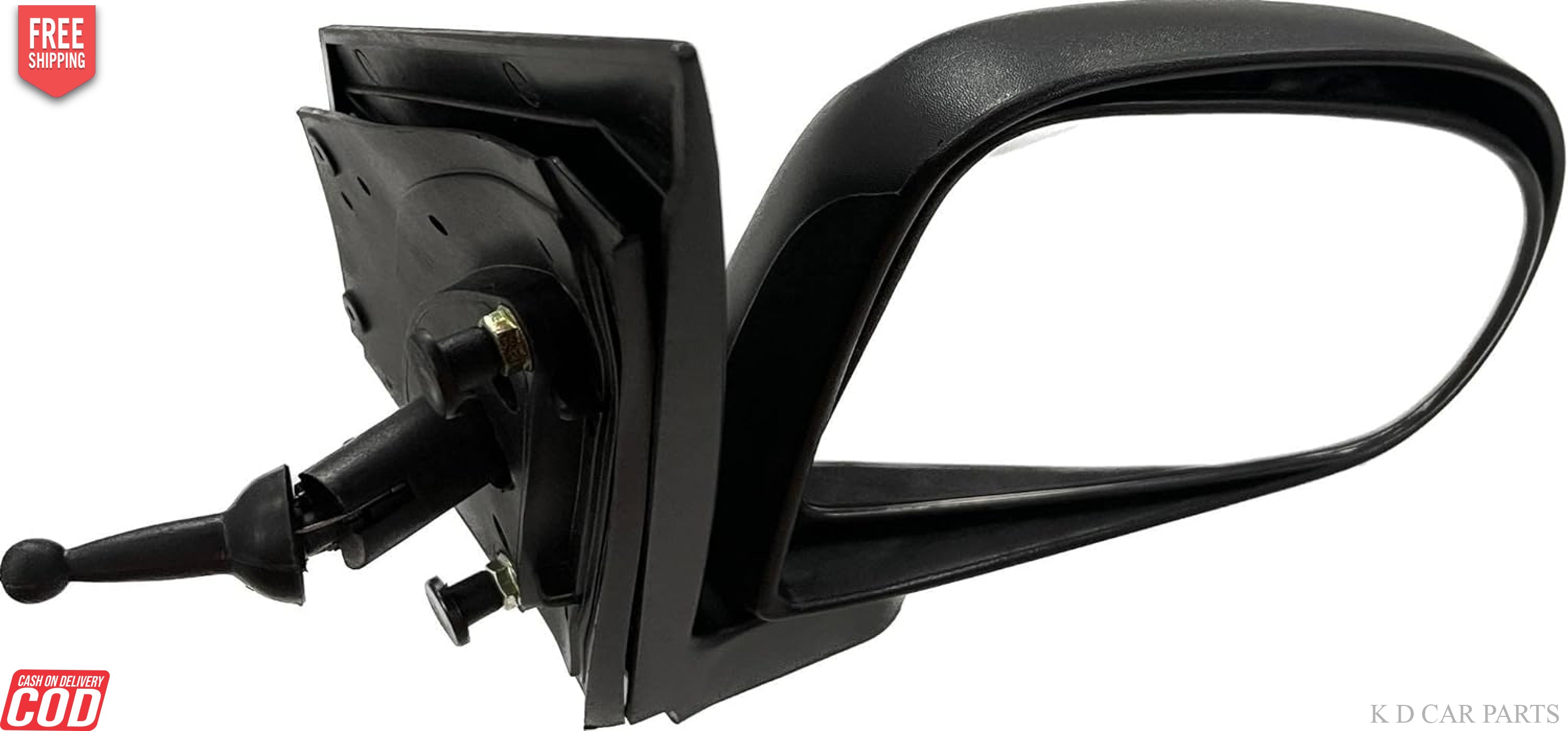 An adjustable side mirror for a Hyundai Eon VX, featuring a door mount and a black exterior.