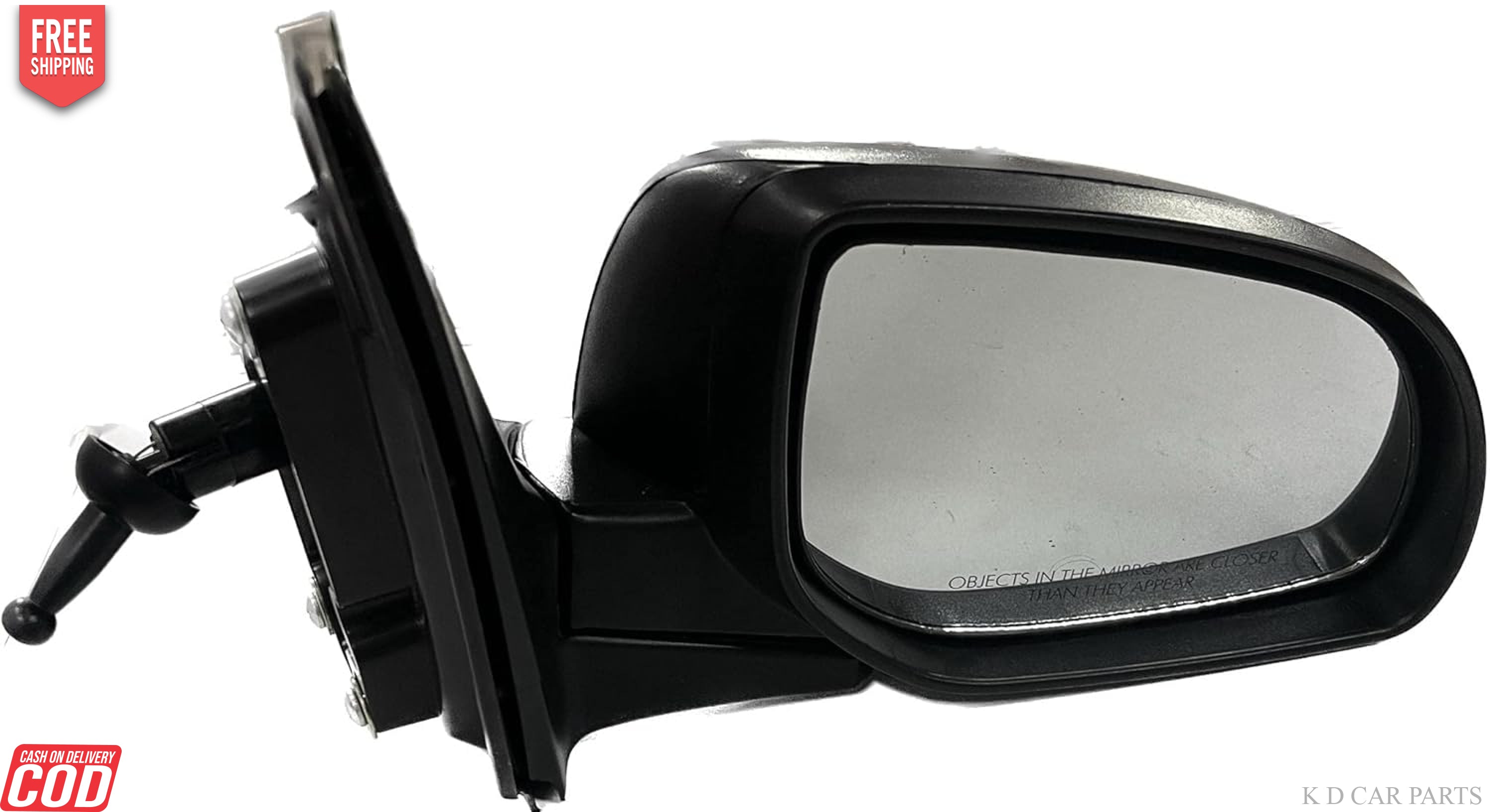 Adjustable door mirror for Hyundai I20 2008-2014, black in color, with mounting points visible.