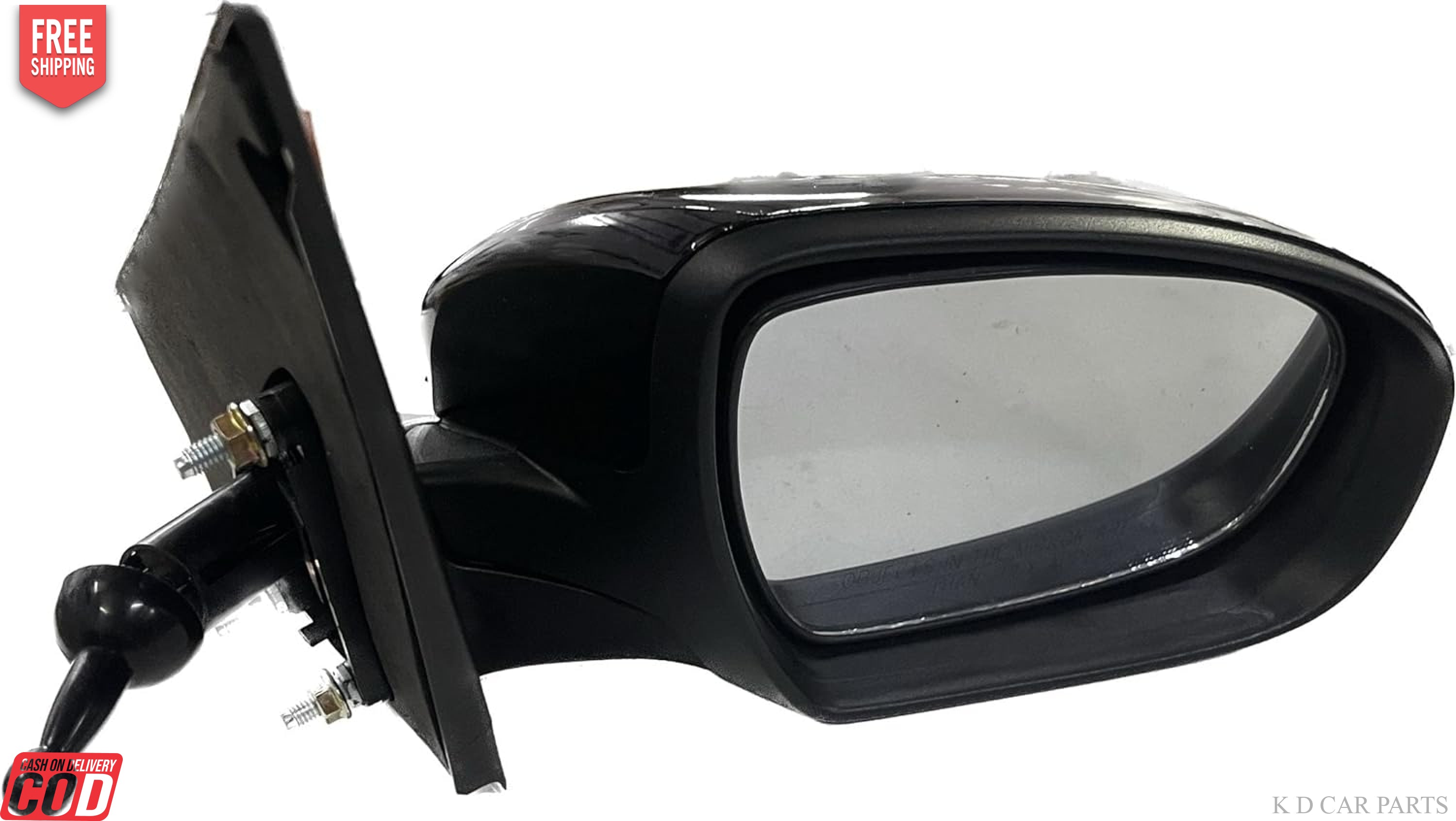 Manual adjustable door mirror for Hyundai I20 Elite, black in color, with a simple, classic design.