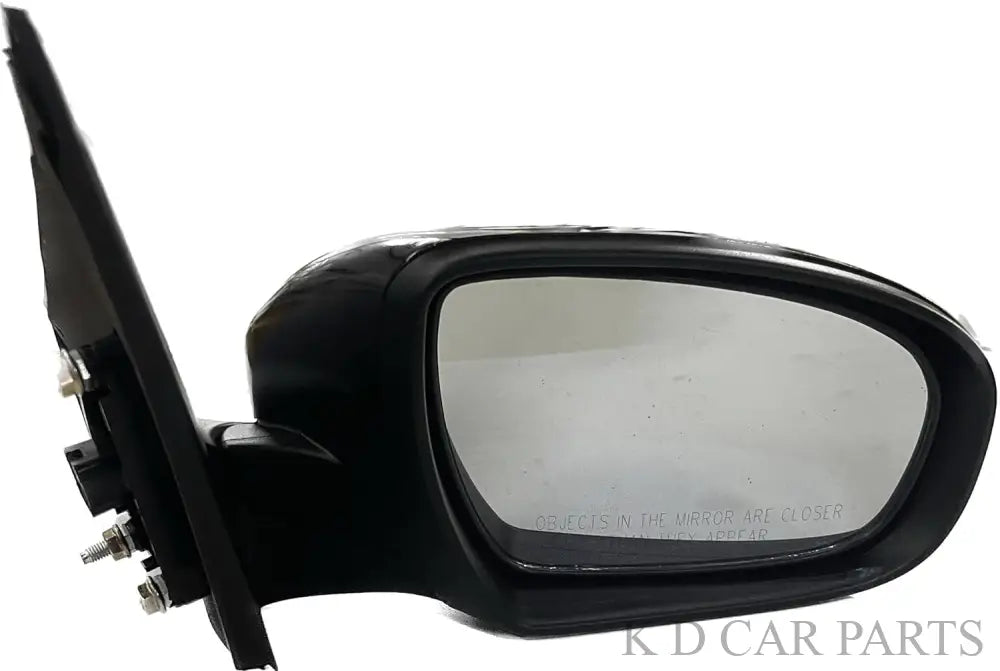 A black K D brand door/side mirror for Hyundai I20 Elite (2014-2018) with coupler, showing the mirror's reflective surface and the attachment points.