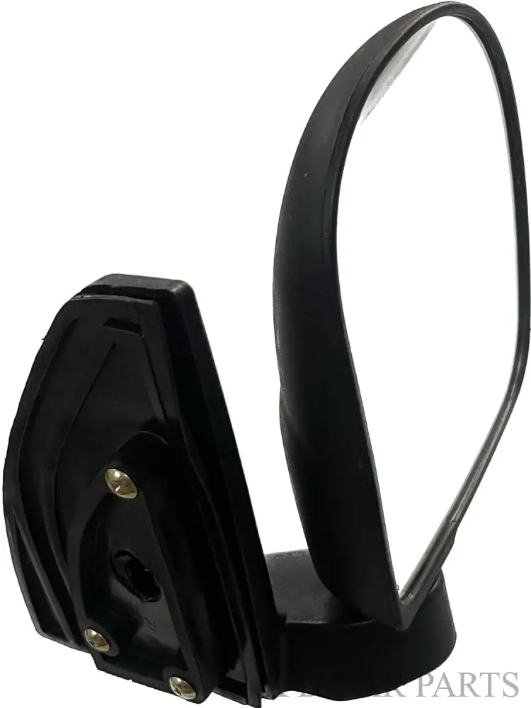 A black, curved KD brand door/side mirror for a Hyundai Santro, featuring a shatter-resistant acrylic mirror attached to a black mounting frame with visible screws.