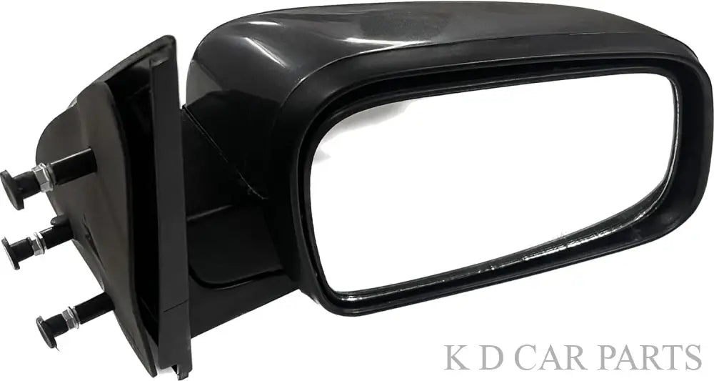 A black K D brand side mirror for a Mahindra Genio car, showing the mirror glass and the mounting structure.