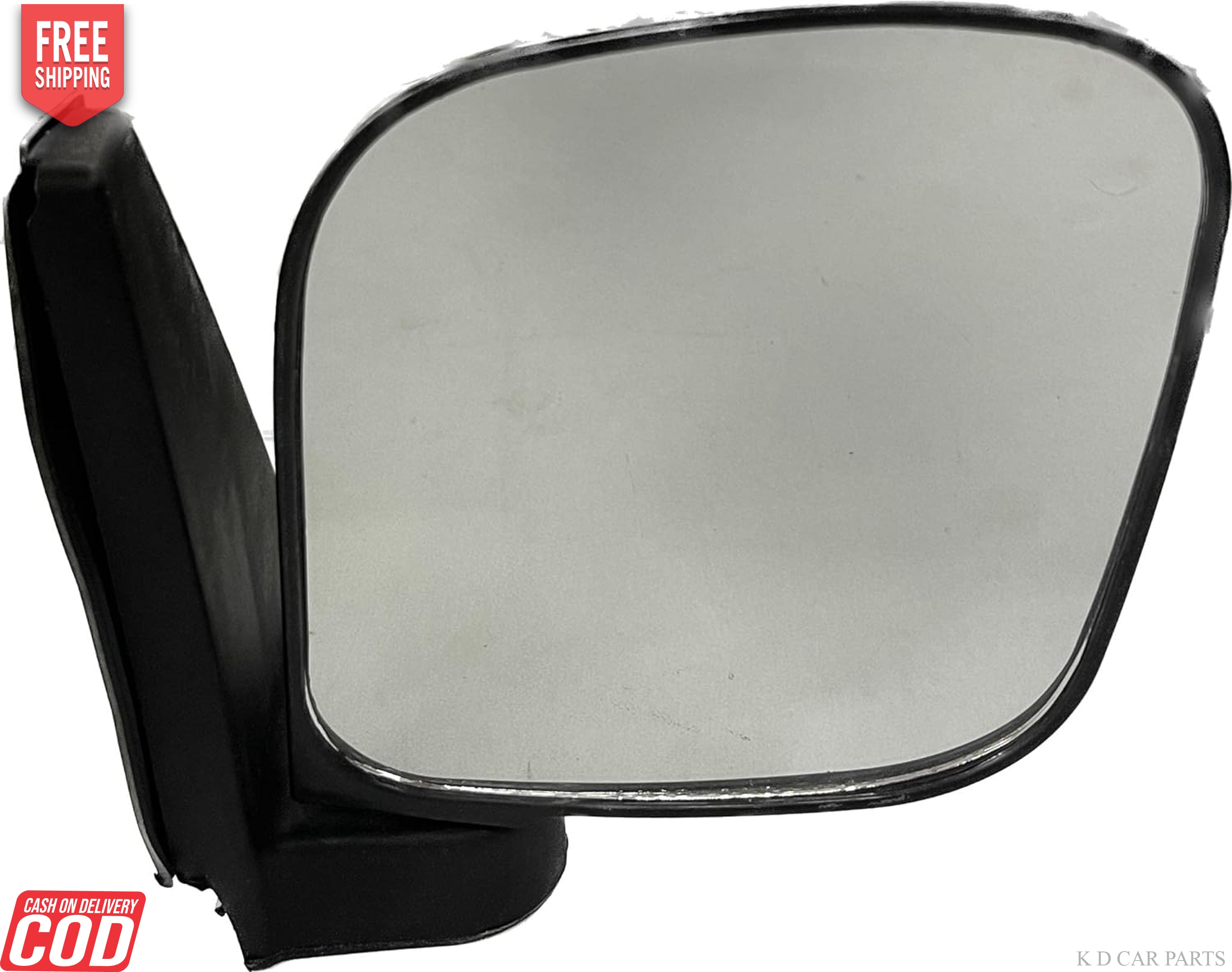 A black K D brand door mirror for a Mahindra Maxximo vehicle.