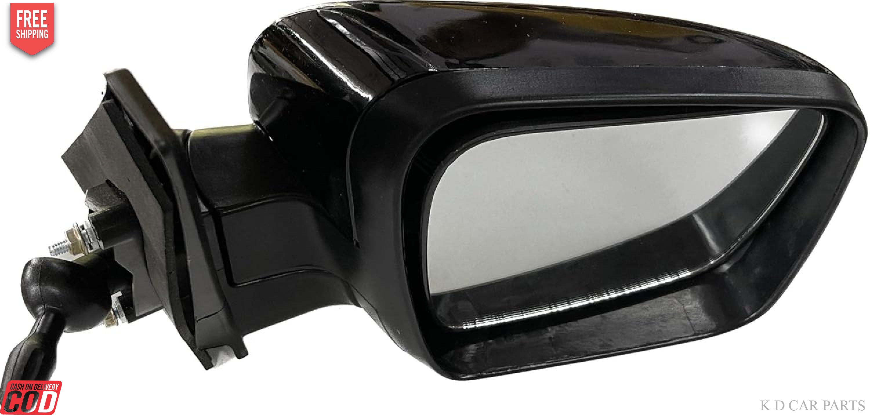A black, shatter-resistant acrylic side mirror for Mahindra TUV 300 / BOLERO NEO Manual, with a visible mounting type and reflective surface.