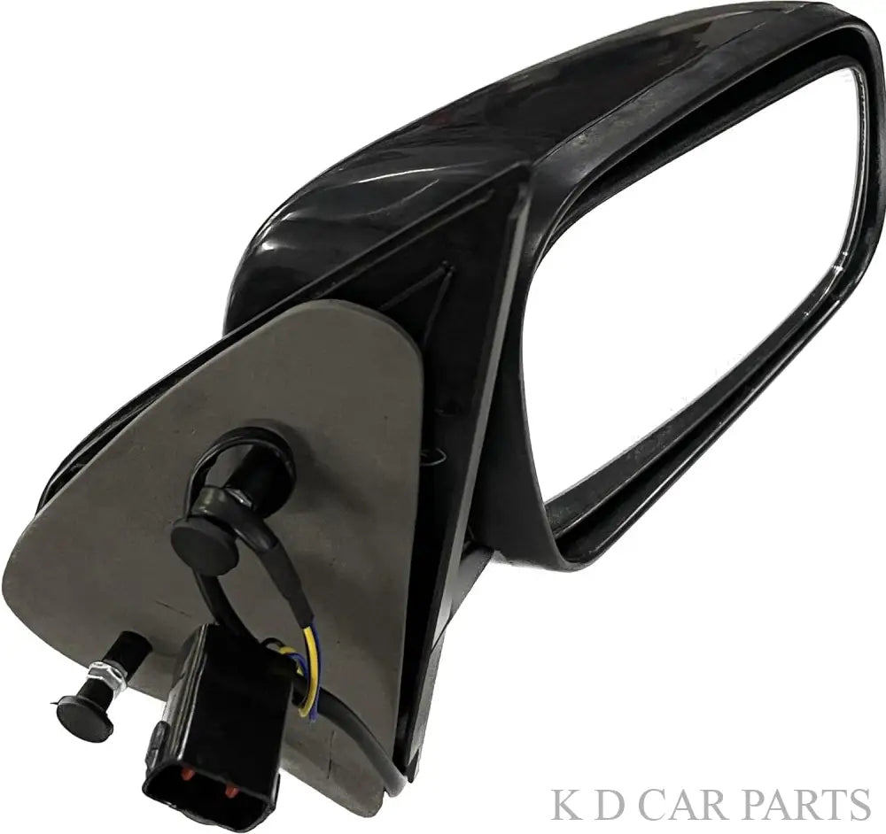 A black K D brand door mirror for a vehicle, showing the mirror glass and the mounting bracket.